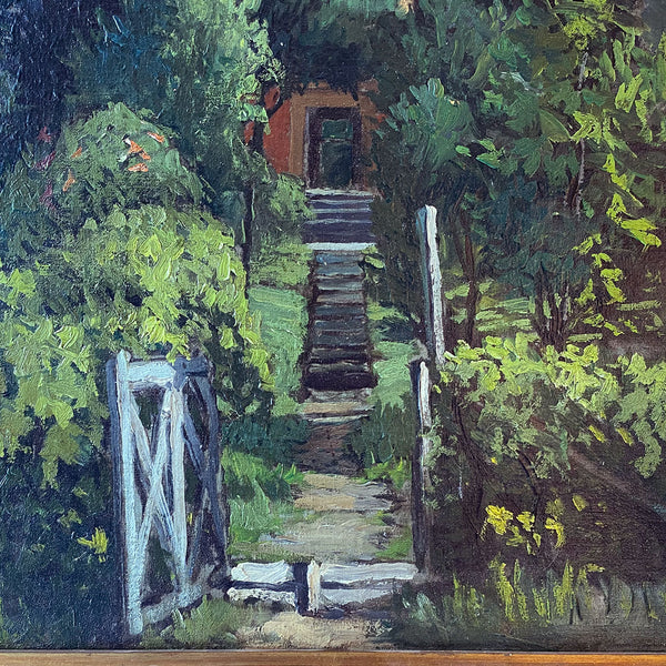 Oil on Canvas Painting, Building Garden Entrance