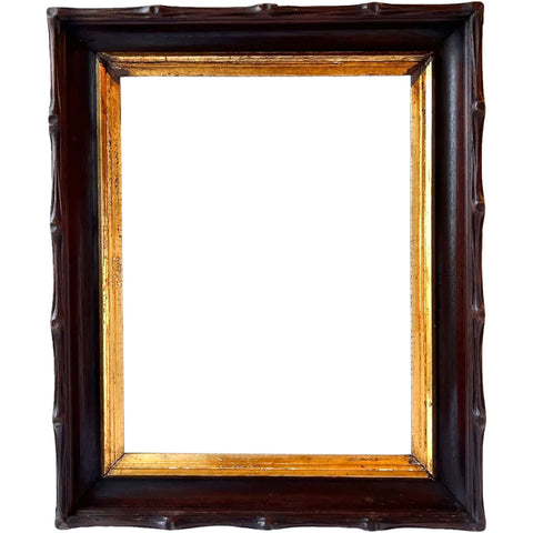 American Black Forest Style Walnut and Gilt Faux Bois Wall Frame
