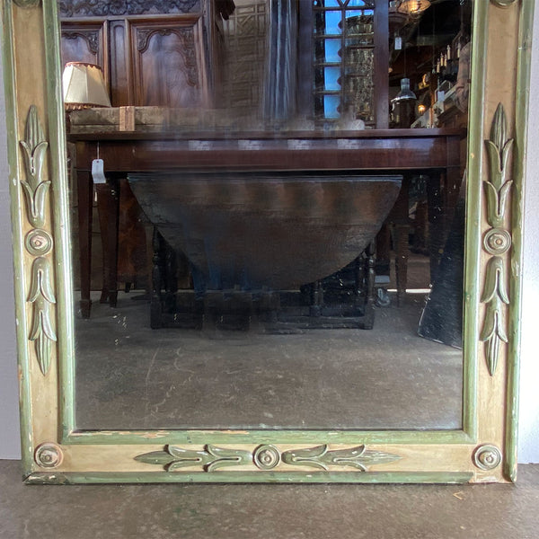 Large French Provincial Green Painted Arched Pier Mirror