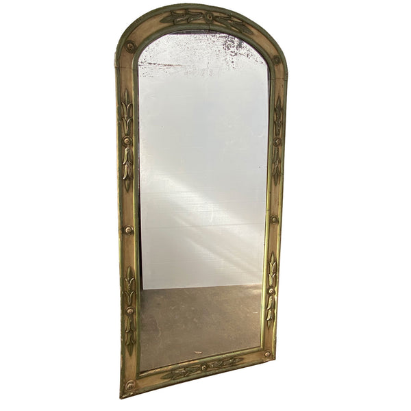 Large French Provincial Green Painted Arched Pier Mirror