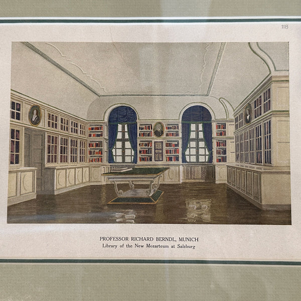 German Chromolithograph Print Bookplate, Library of the New Mozarteum