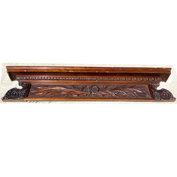 Neoclassical Solid Mahogany Architectural Cornice Panel