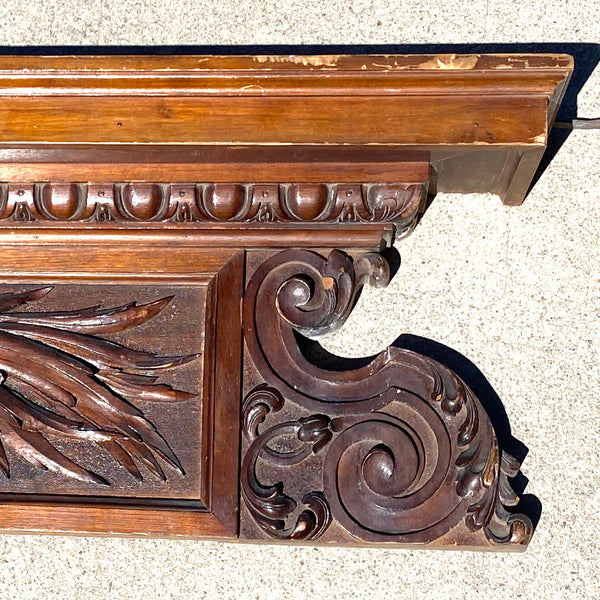 Neoclassical Solid Mahogany Architectural Cornice Panel