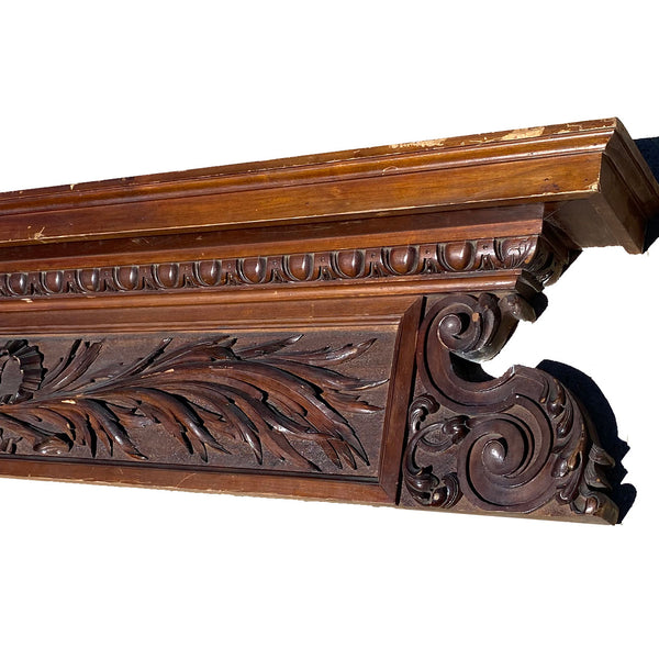 Neoclassical Solid Mahogany Architectural Cornice Panel