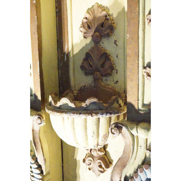 Rare Signed Indo-Portuguese Baroque Painted Teak Architectural Wall Shrine