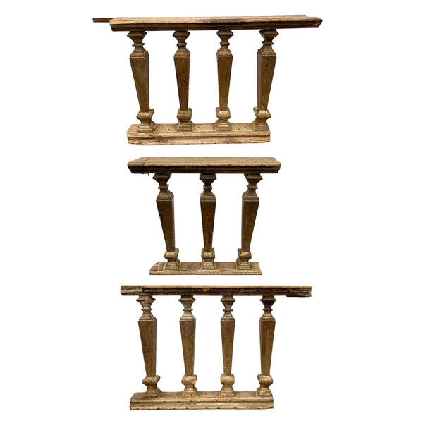 Three-Piece Portuguese Baroque Period Chestnut Altar Railing