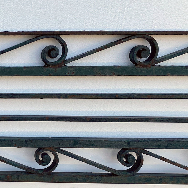 Long French Painted Wrought Iron Rectangular Architectural Transom