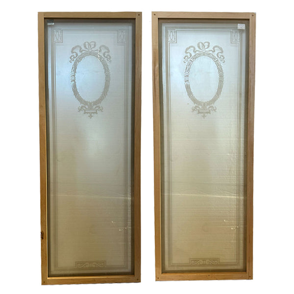 Set of Five English Neoclassical Etched Glass Windows