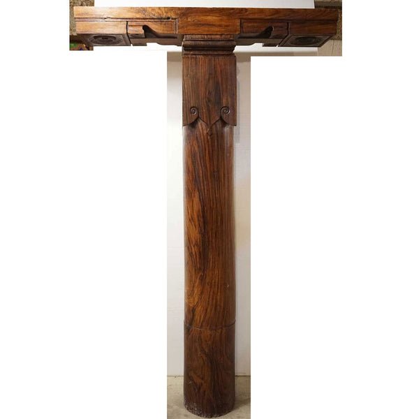 Set of Four Indian Kerala Solid Rosewood Architectural Pillars and Brackets