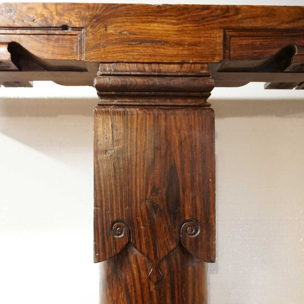 Set of Four Indian Kerala Solid Rosewood Architectural Pillars and Brackets