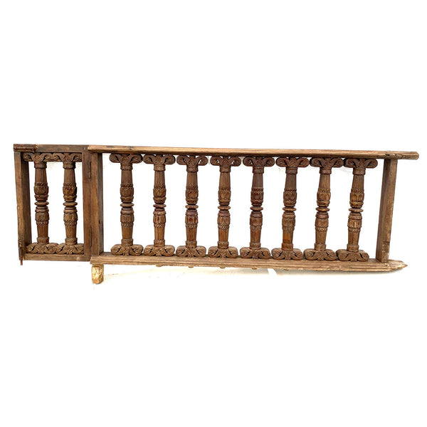 Pair of Indo-Portuguese Teak Gates and Baluster Architectural Railings