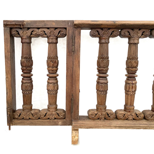 Pair of Indo-Portuguese Teak Gates and Baluster Architectural Railings