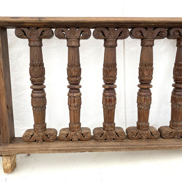 Pair of Indo-Portuguese Teak Gates and Baluster Architectural Railings