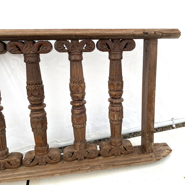 Pair of Indo-Portuguese Teak Gates and Baluster Architectural Railings