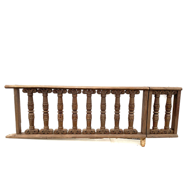 Pair of Indo-Portuguese Teak Gates and Baluster Architectural Railings