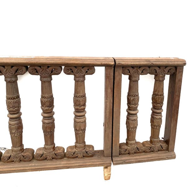 Pair of Indo-Portuguese Teak Gates and Baluster Architectural Railings