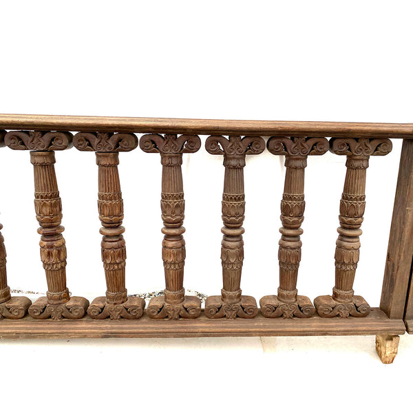 Pair of Indo-Portuguese Teak Gates and Baluster Architectural Railings