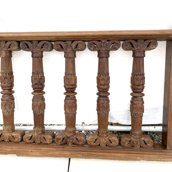 Pair of Indo-Portuguese Teak Gates and Baluster Architectural Railings