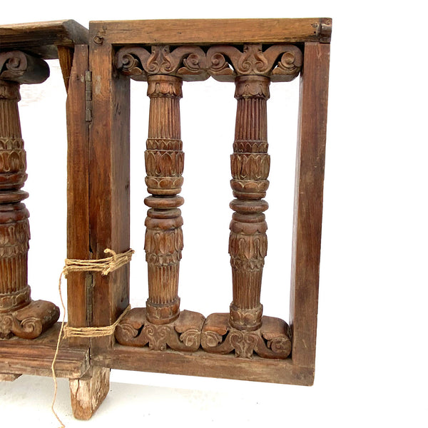 Pair of Indo-Portuguese Teak Gates and Baluster Architectural Railings