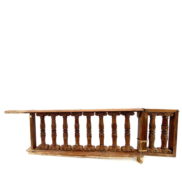 Pair of Indo-Portuguese Teak Gates and Baluster Architectural Railings