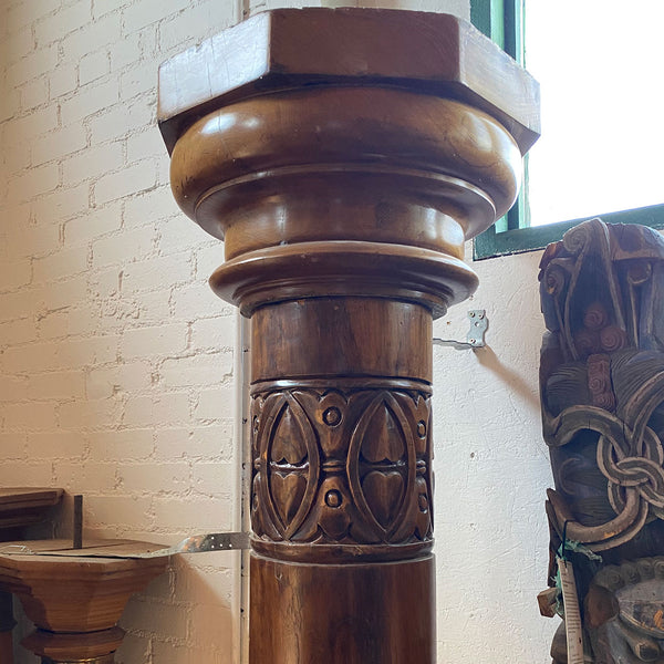 Pair of Tall Indian Teak Architectural 12-Foot Pillars