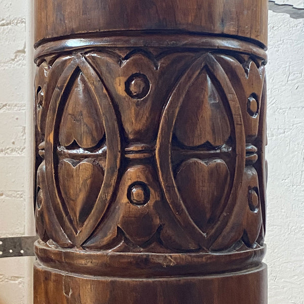 Pair of Tall Indian Teak Architectural 12-Foot Pillars