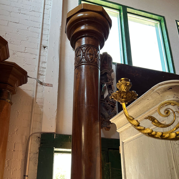 Pair of Tall Indian Teak Architectural 12-Foot Pillars