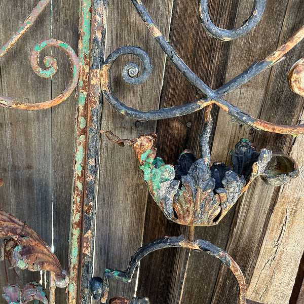 Pair of French Colonial Louis XV Style Painted Wrought Iron Architectural Grilles