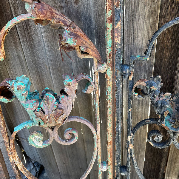 Pair of French Colonial Louis XV Style Painted Wrought Iron Architectural Grilles