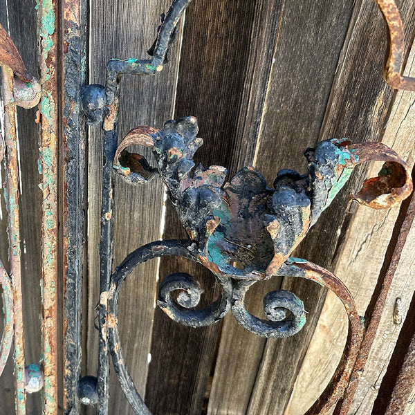 Pair of French Colonial Louis XV Style Painted Wrought Iron Architectural Grilles