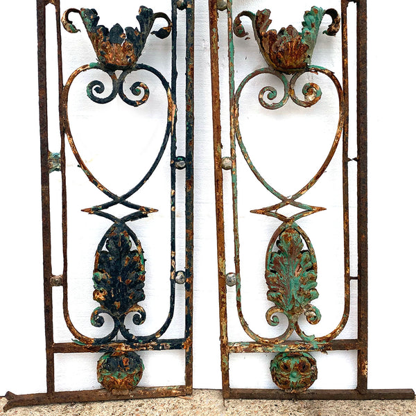 Pair of French Colonial Louis XV Style Painted Wrought Iron Architectural Grilles