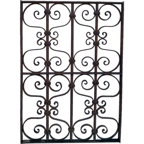 Small French Colonial Wrought Iron Rectangular Window Grille