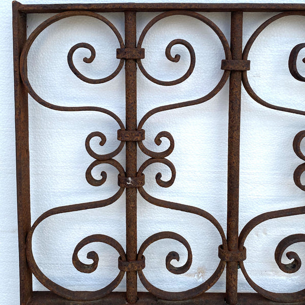 Small French Colonial Wrought Iron Rectangular Window Grille