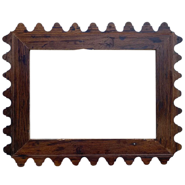 Large Indian Teak Scalloped Mirror Frame