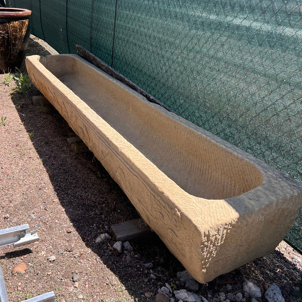 Large Early Chinese Qing Carved Limestone Trough