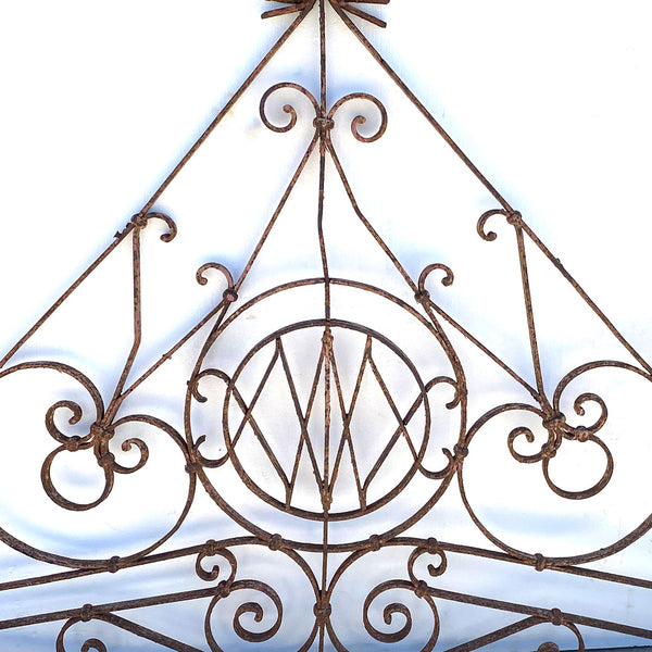 Large French Wrought Iron Gate / Door Architectural Transom Grille