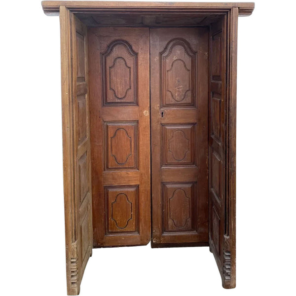 Indo-Portuguese Teak Double Door with Deep Surround