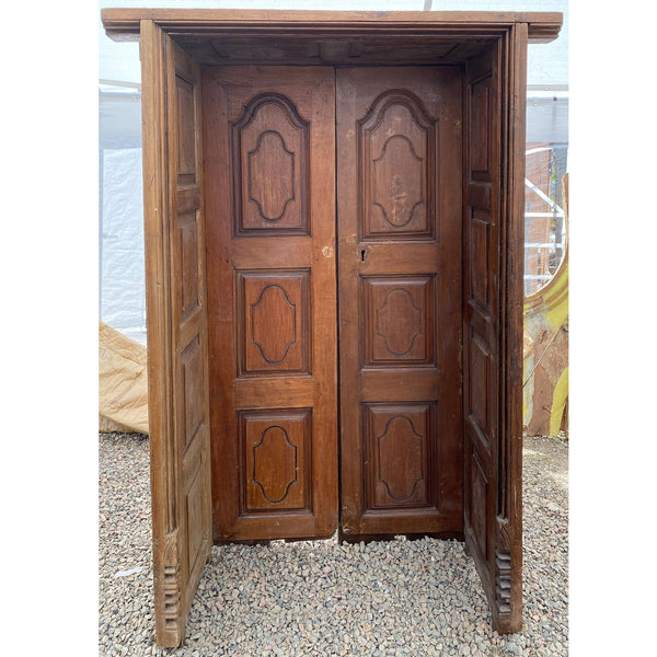 Indo-Portuguese Teak Double Door with Deep Surround