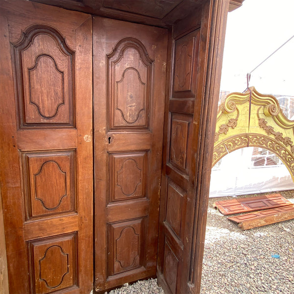 Indo-Portuguese Teak Double Door with Deep Surround