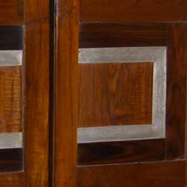 Chandigarh Modernist Teak, Rosewood and Aluminum Double Door with Frame