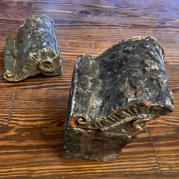 Set of Two Early English Chatsworth House Cast Terracotta Architectural Brackets