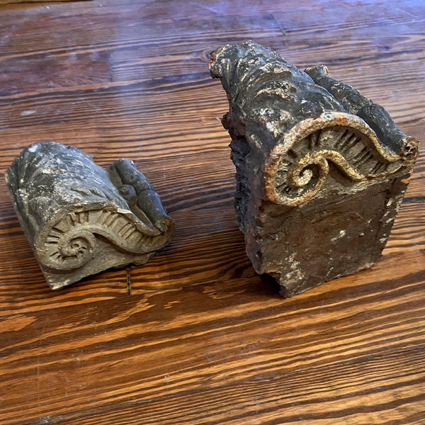 Set of Two Early English Chatsworth House Cast Terracotta Architectural Brackets