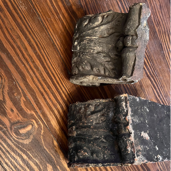 Set of Two Early English Chatsworth House Cast Terracotta Architectural Brackets