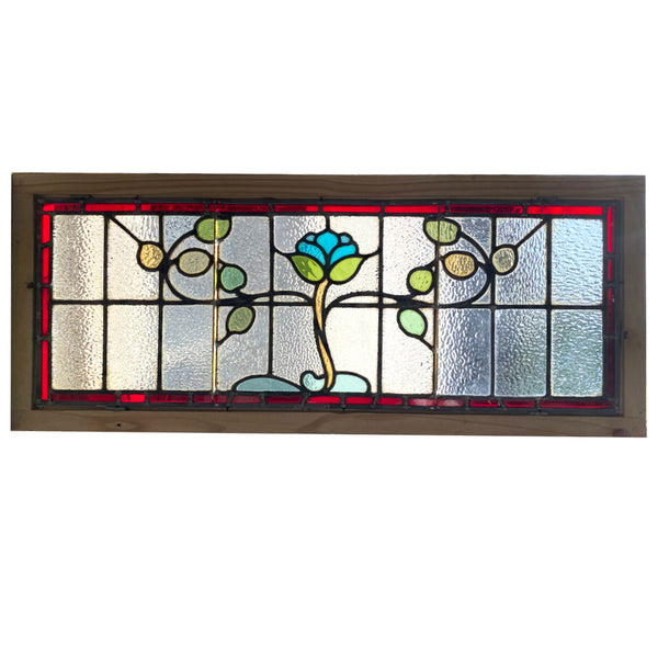 Pair English/Scottish Art Nouveau Leaded and Stained Glass Transom Windows