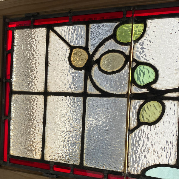 Pair English/Scottish Art Nouveau Leaded and Stained Glass Transom Windows