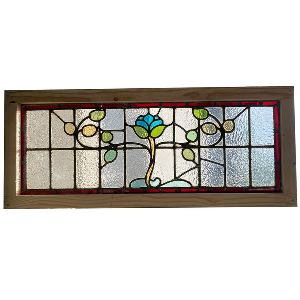 Pair English/Scottish Art Nouveau Leaded and Stained Glass Transom Windows