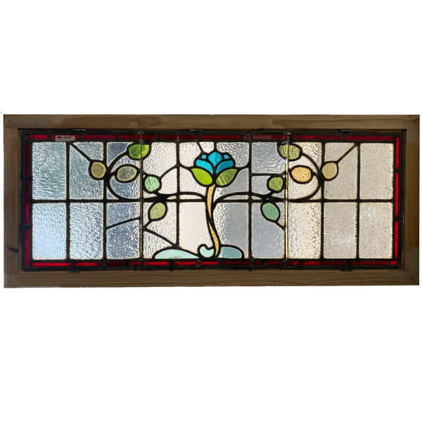 Pair English/Scottish Art Nouveau Leaded and Stained Glass Transom Windows