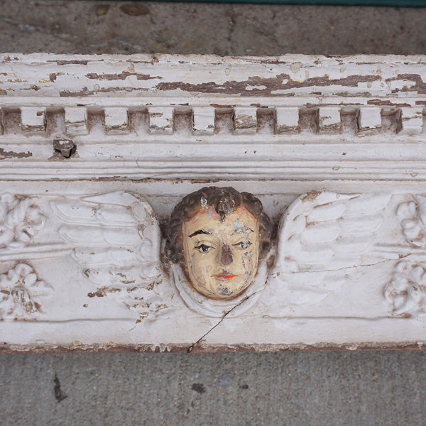 Indo-Portuguese Baroque Painted Teak Architectural Putti Cornice