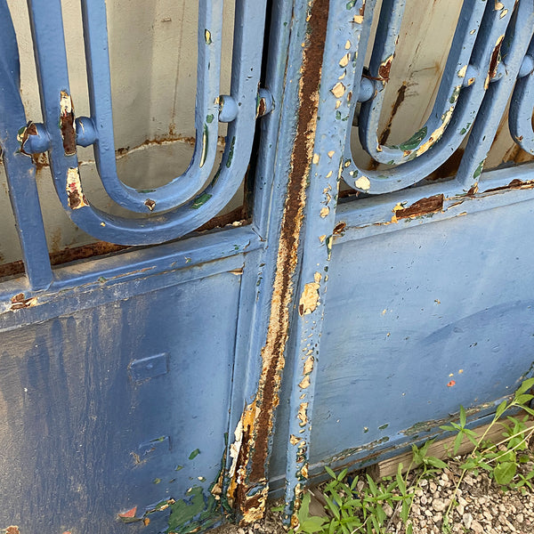 Fine French Beaux-Arts Style Painted Wrought Iron Double Door Entry and Arched Transom
