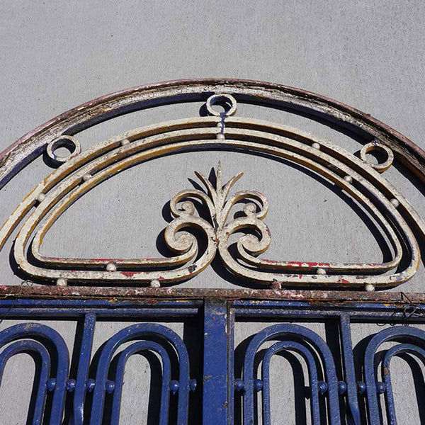 Fine French Beaux-Arts Style Painted Wrought Iron Double Door Entry and Arched Transom